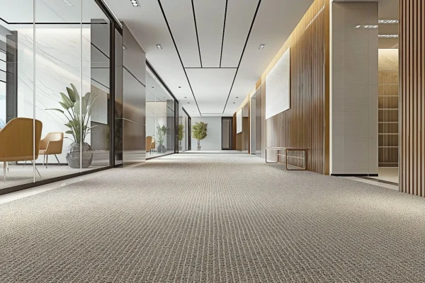 Soft carpet flooring cushions steps, absorbs sound, and adds warmth.