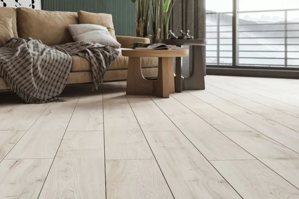 Stylish laminate flooring delivers hardwood visuals with budget-friendly pricing advantages.