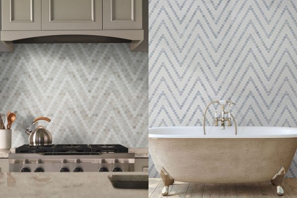 Durable backsplash tile protects kitchen walls and delivers statement surfaces. Mix glass, porcelain, and stone mosaics to elevate cooking spaces.